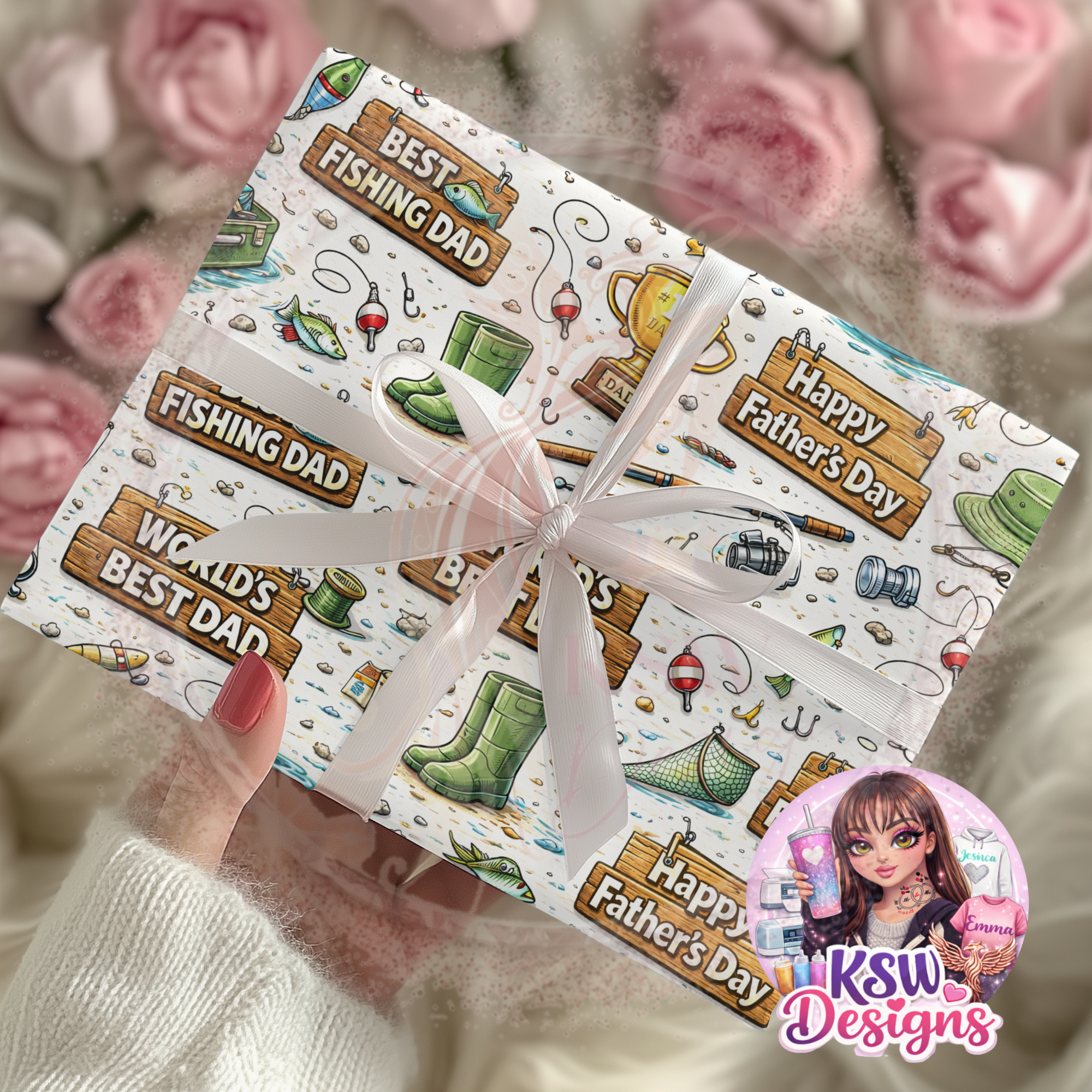 Best Fishing Dad Wrapping Paper Sheets