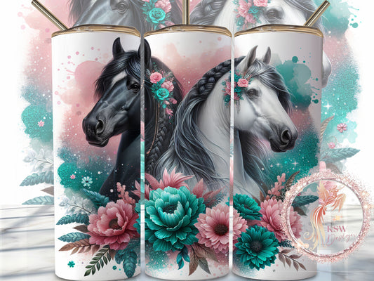 Black & White Horses 20oz Tumbler
