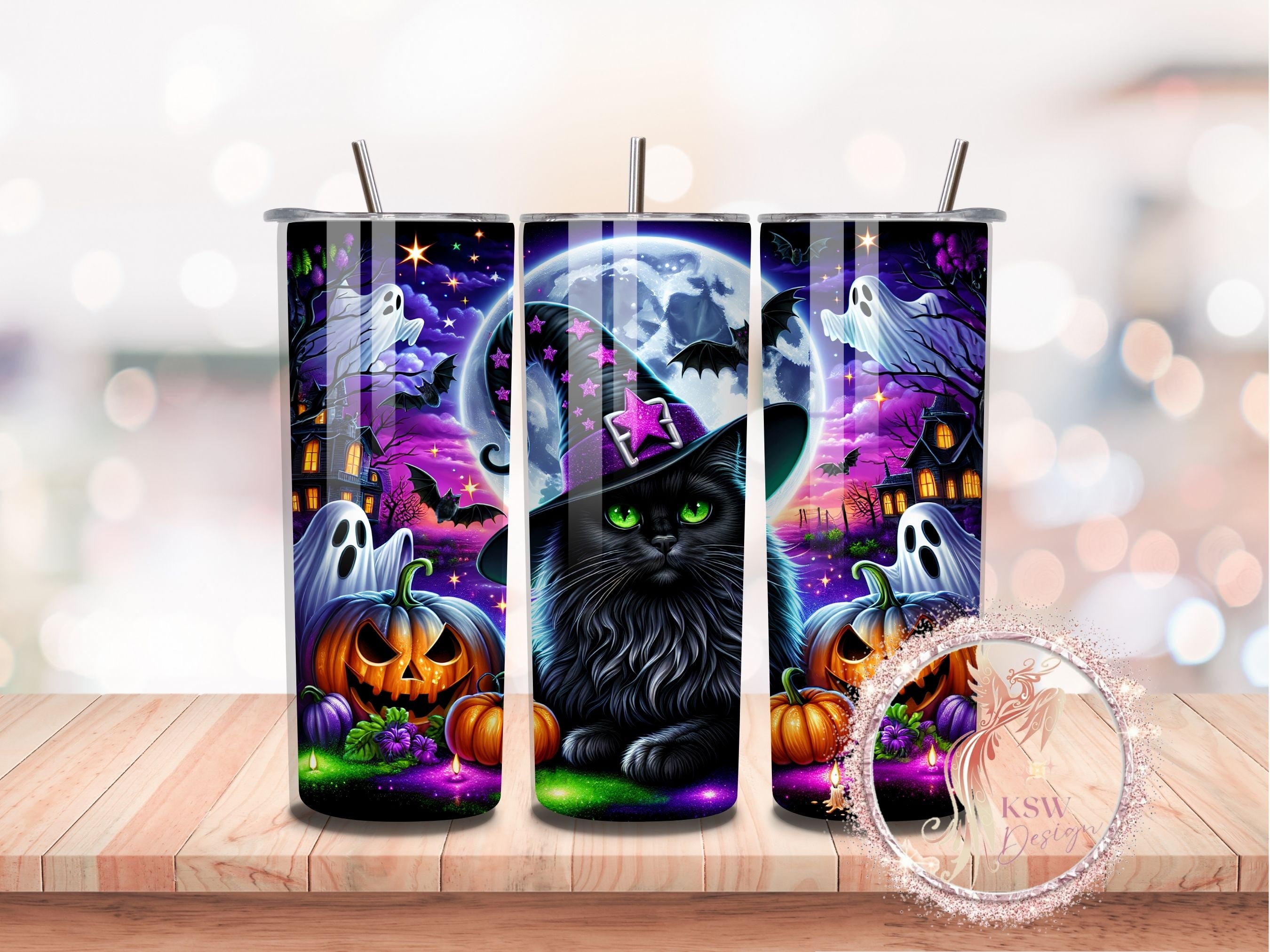 Black Cat Haunted Moon 20oz Tumbler