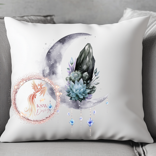 Crystal Black Obsidian Moon Cushion