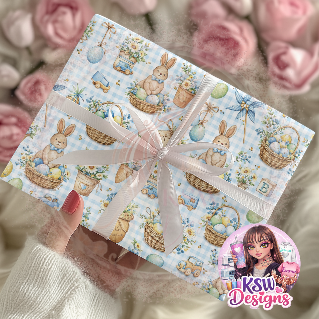Blue Meadow Easter Wrapping Paper Sheets