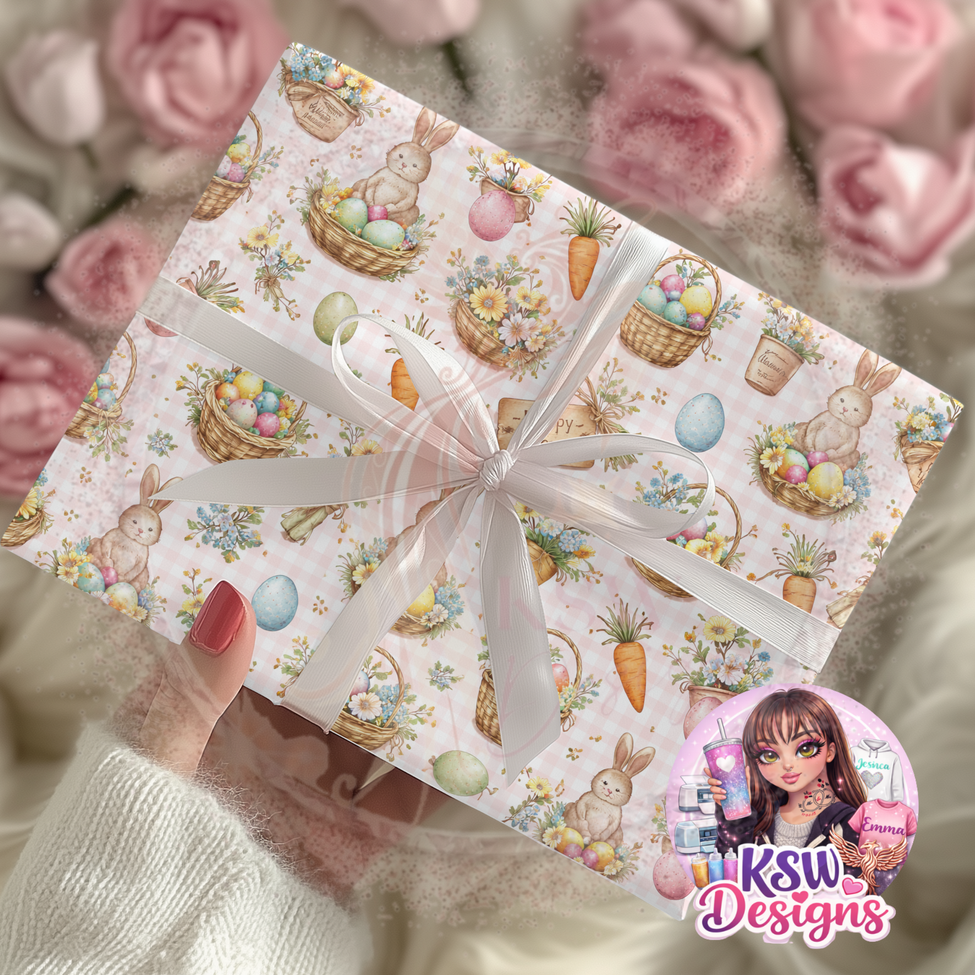 Bunny Meadow Easter Wrapping Paper Sheets