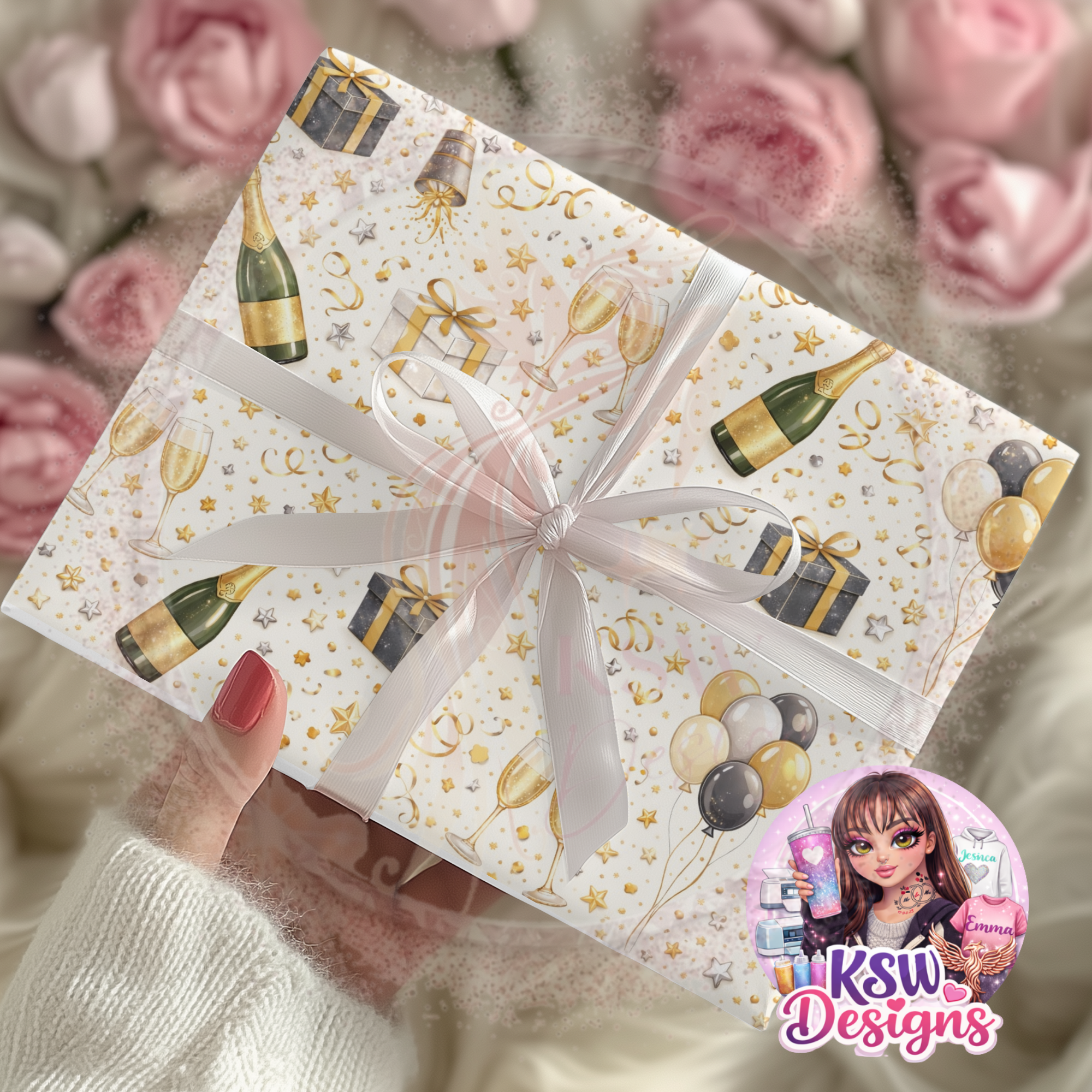 Champagne Celebration Wrapping Paper Sheets