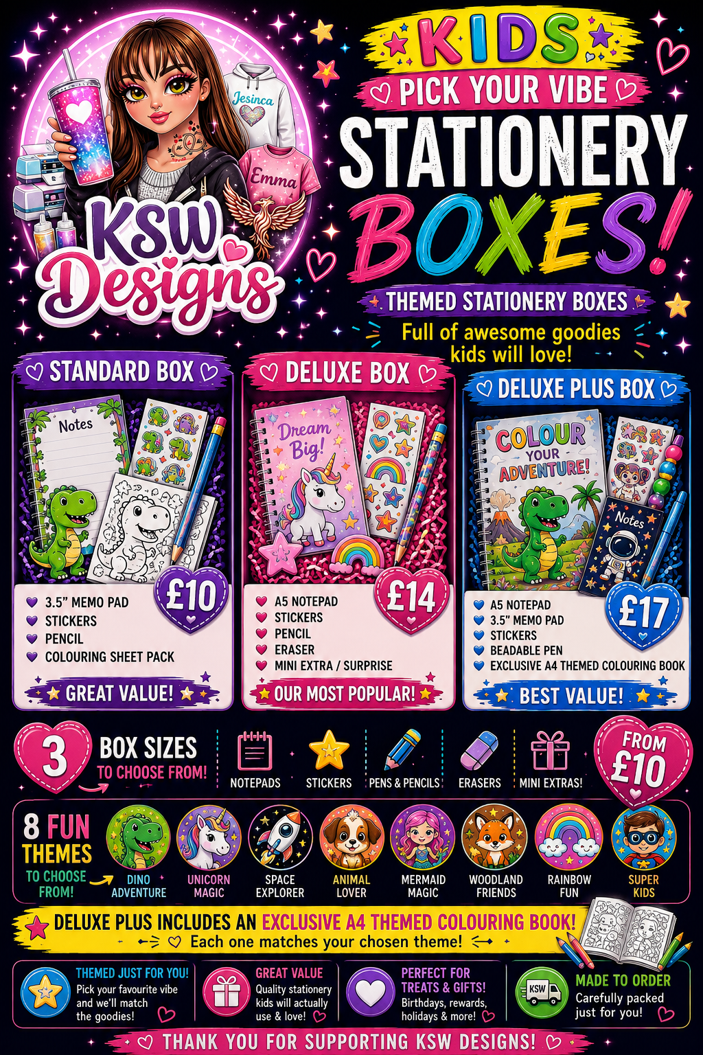 Kids Pick Your Vibe Stationery Boxes