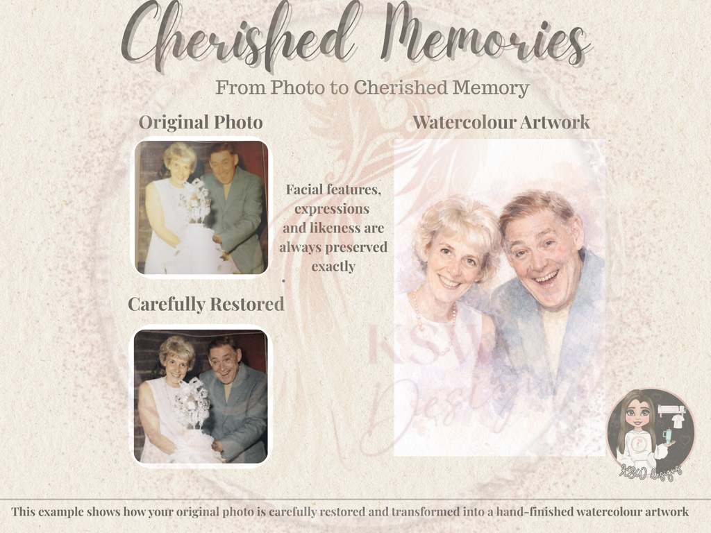 Cherished Memories - Photo Restoration Watercolour Style