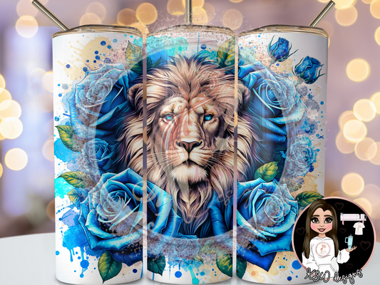 Blue Roses & Lion 20oz Tumbler