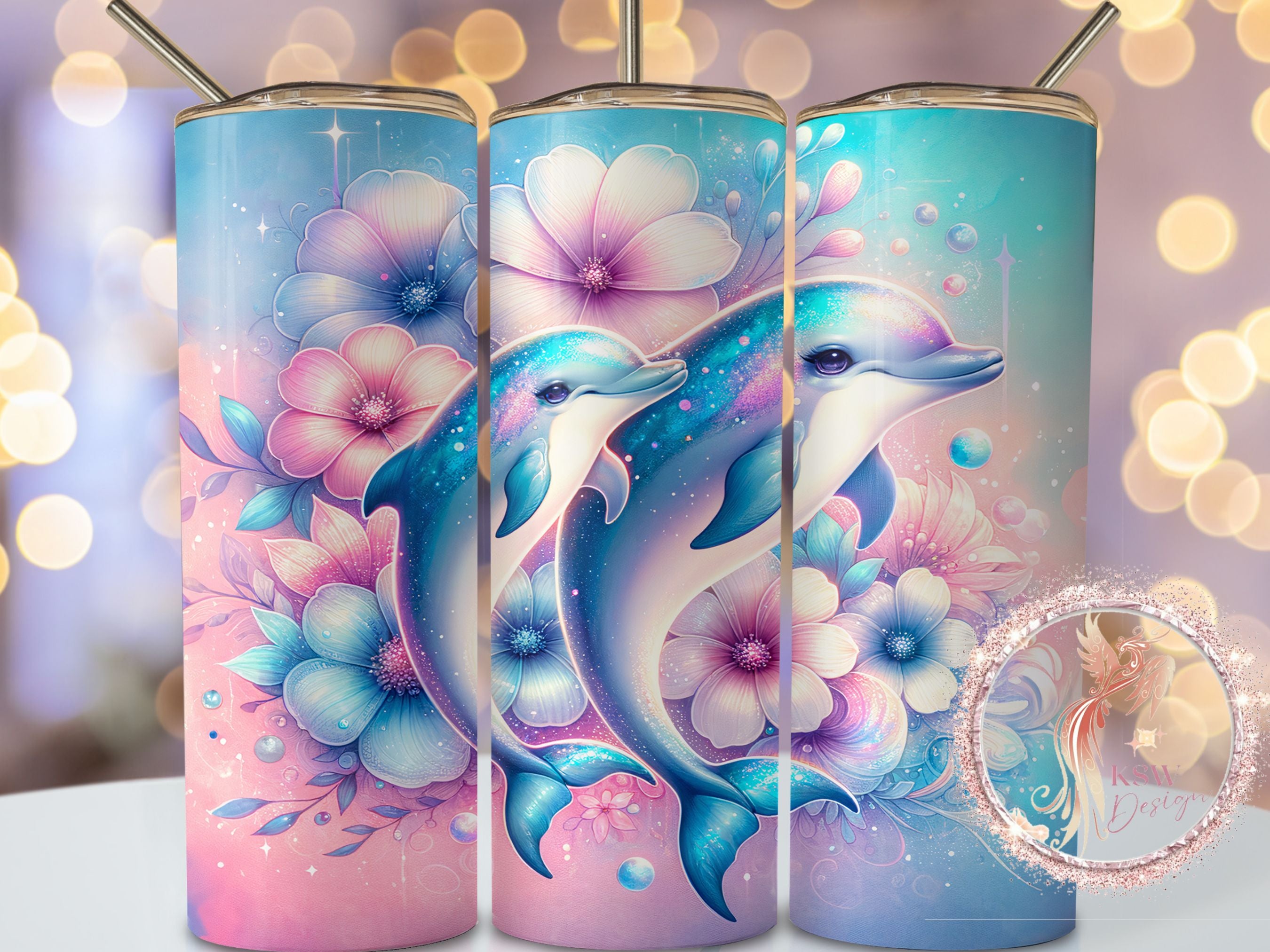 Pastel Dolphins 20oz Tumbler