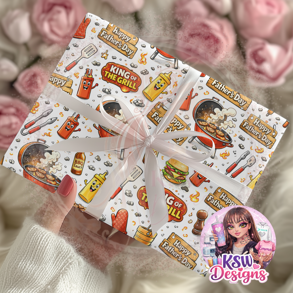 King Of The Grill - Father's Day Wrapping Paper Sheets