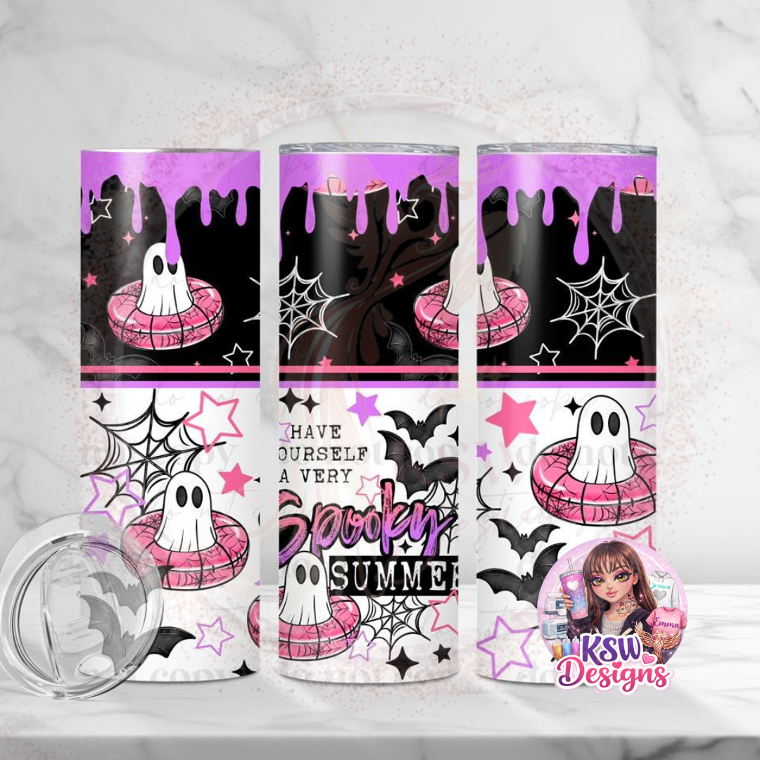 Spooky Summer 20oz Stainless Steel Tumbler – Cute Ghost Summerween Cup