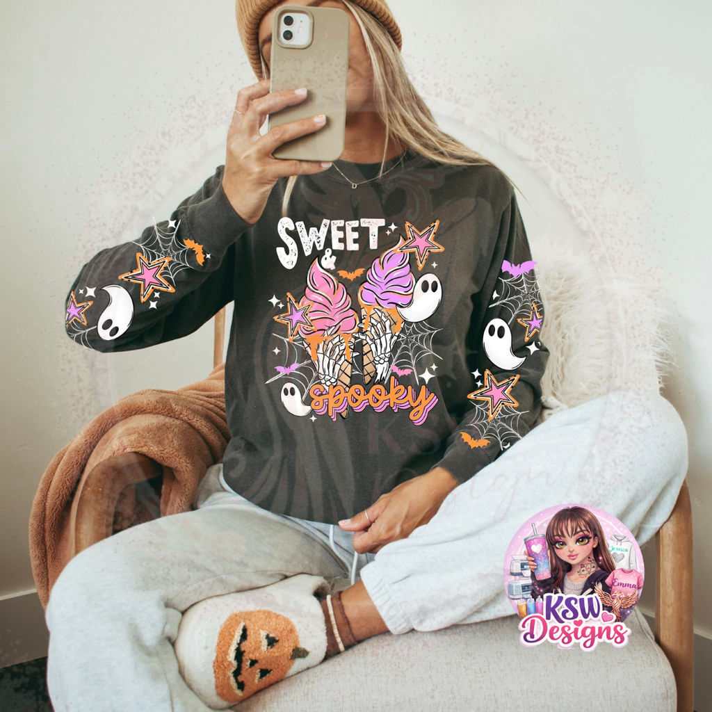 Sweet & Spooky Ice Cream Scoop Neck Top – Cute Halloween Ghost Design