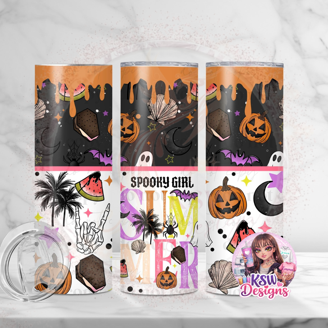 Spooky Girl Summer 20oz Stainless Steel Tumbler – Summerween Travel Cup