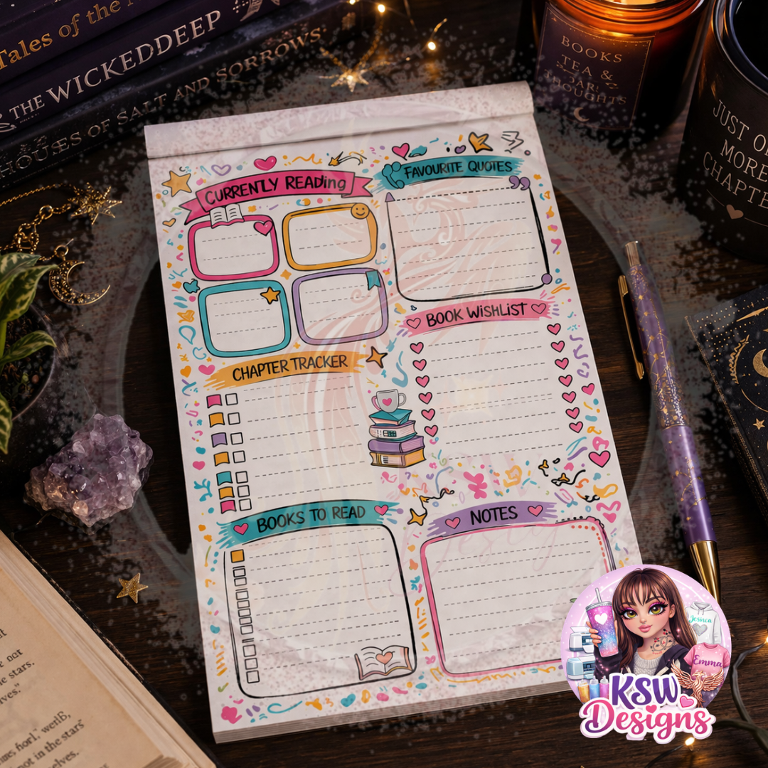 Bright Currently Reading Book Tracker Notepad - A4 & A5