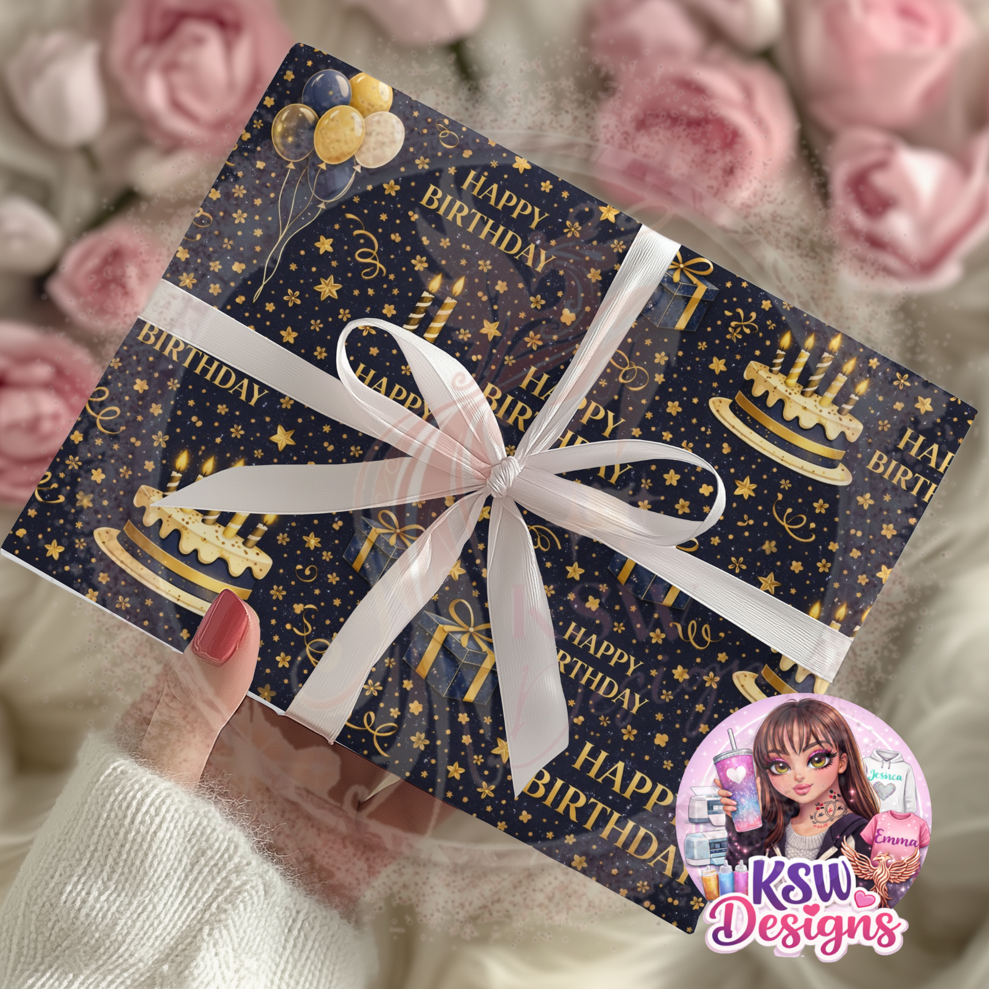 Midnight Birthday Luxe Wrapping Paper Sheets