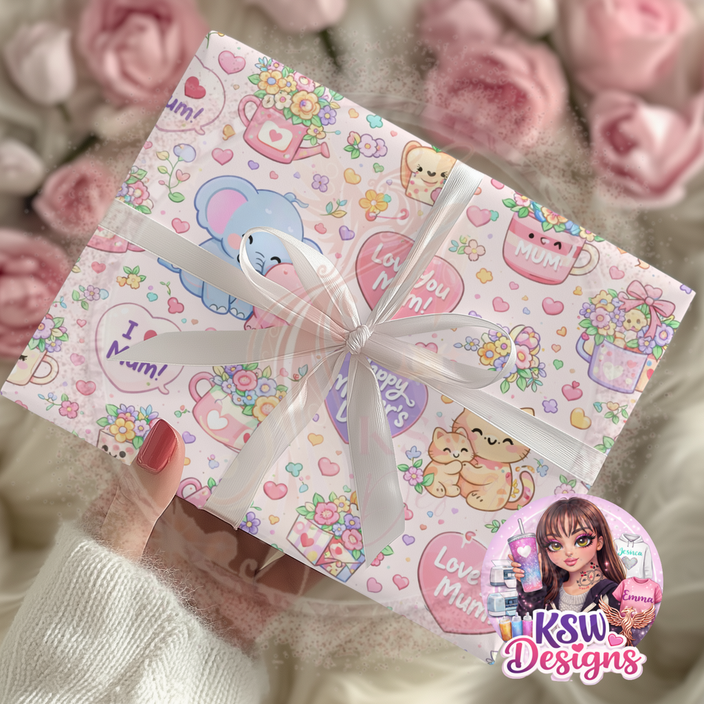 Mother's Day Meadow Kawaii Wrapping Paper Sheets