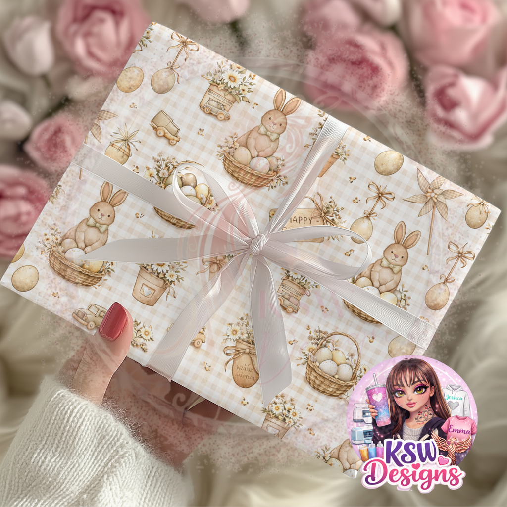 Neutral Meadow Easter Wrapping Paper Sheets