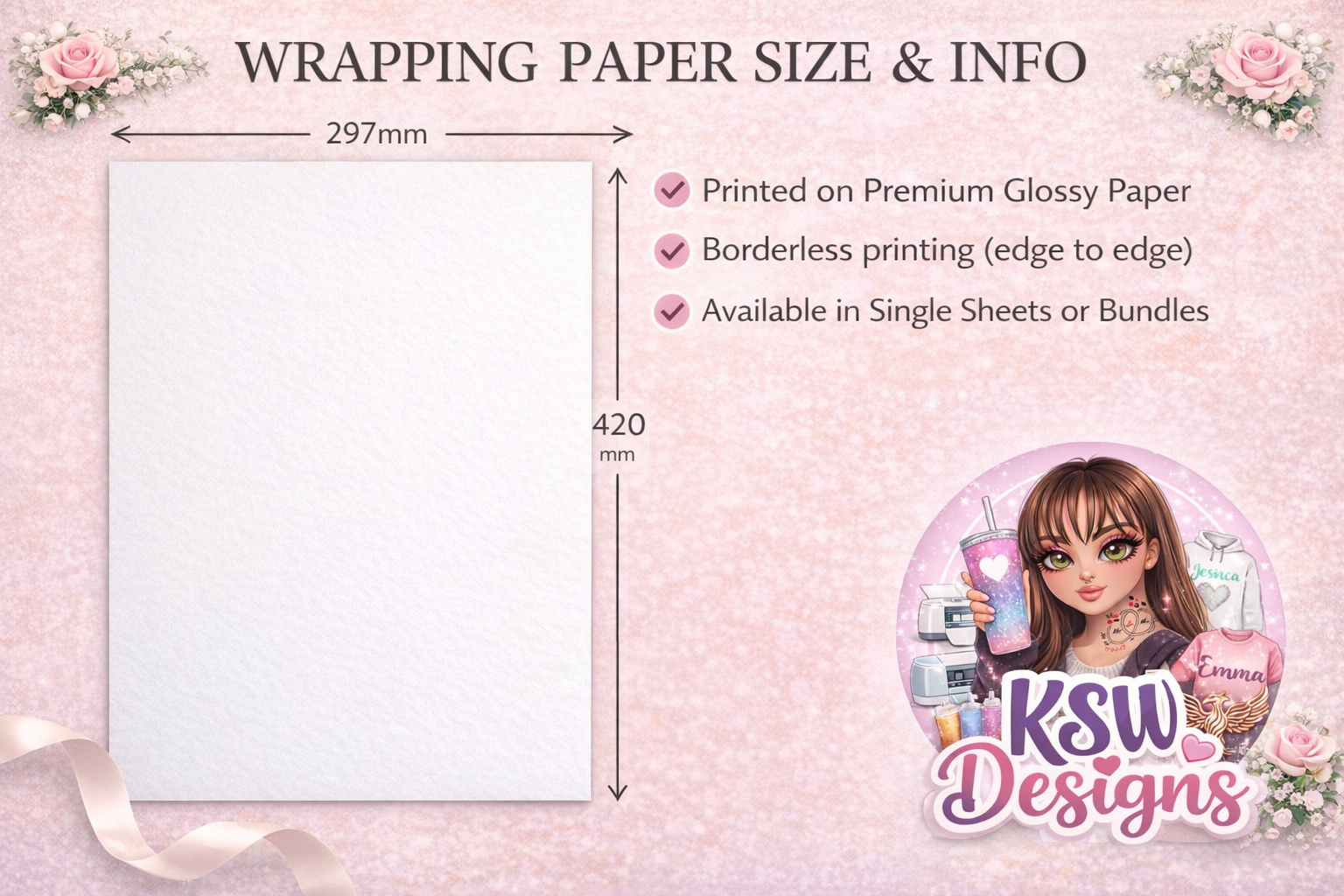 Wedding Day Elegance Wrapping Paper Sheets