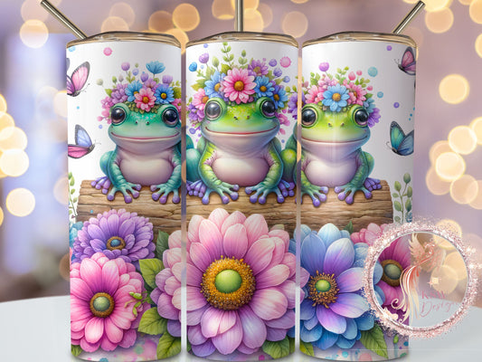 Three Frogs & Flowers 20oz Tumbler