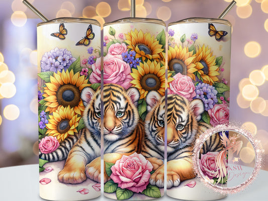 Tiger Cubs & Sunflowers 20oz Tumbler