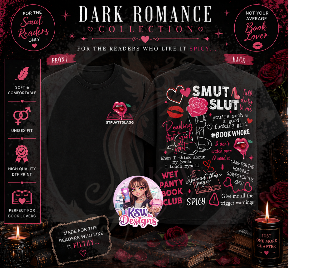 Dark Romance “Smut Slut” T-Shirt – Spicy Book Lover Tee | Bookish Merch UK