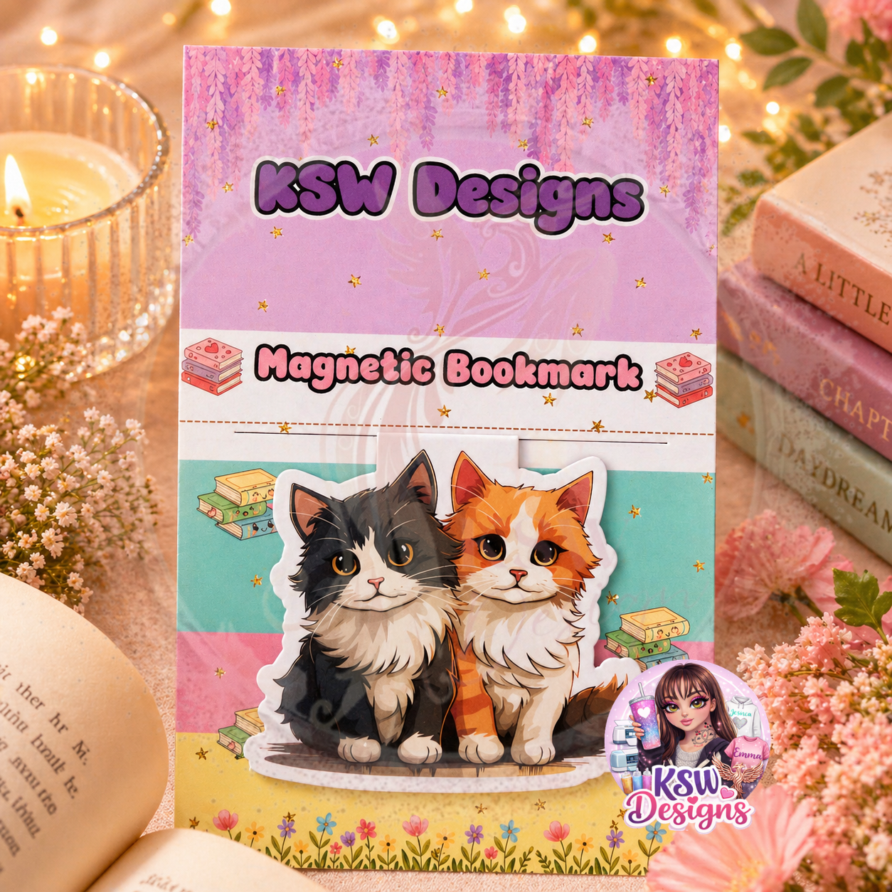 Cute Cat Duo Magnetic Bookmark