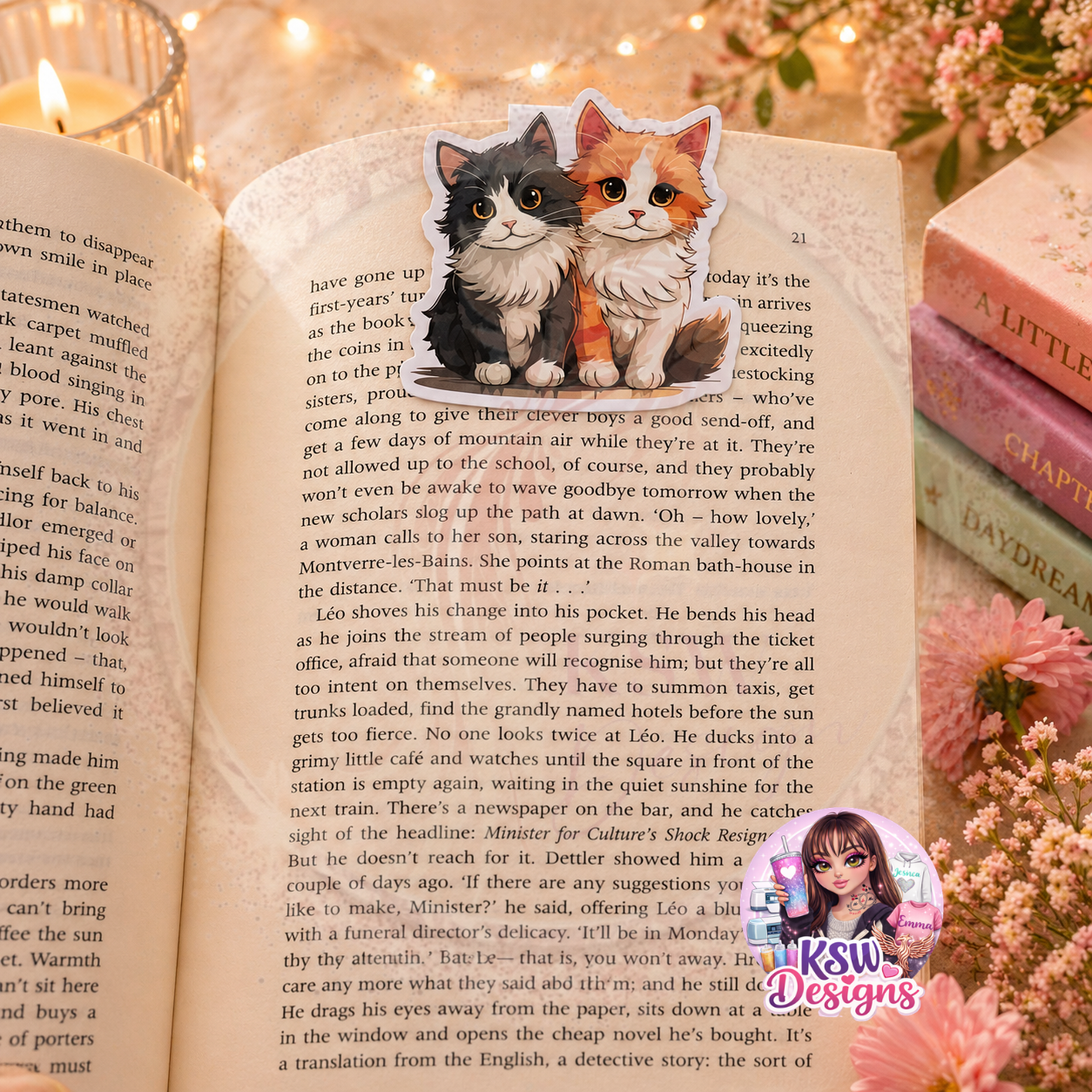 Cute Cat Duo Magnetic Bookmark