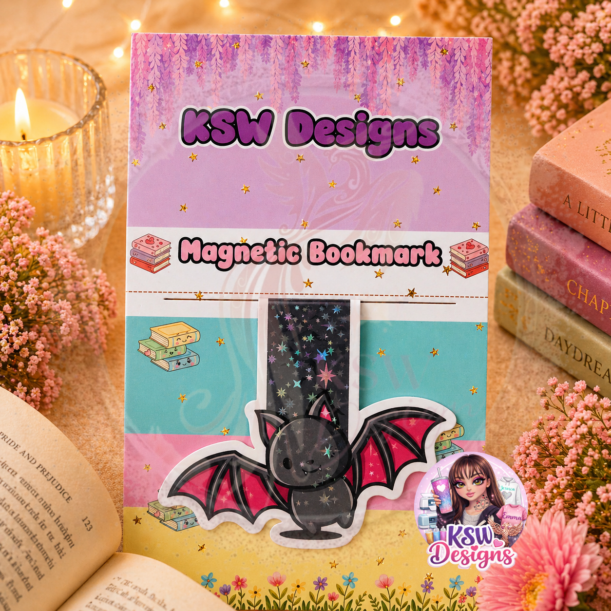 Cute Bat Magnetic Bookmark