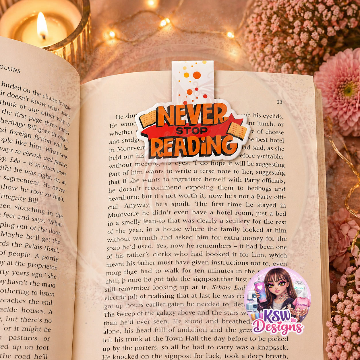Never Stop Reading Magnetic Bookmark