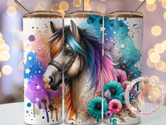 Watercolour White Horse 20oz Tumbler