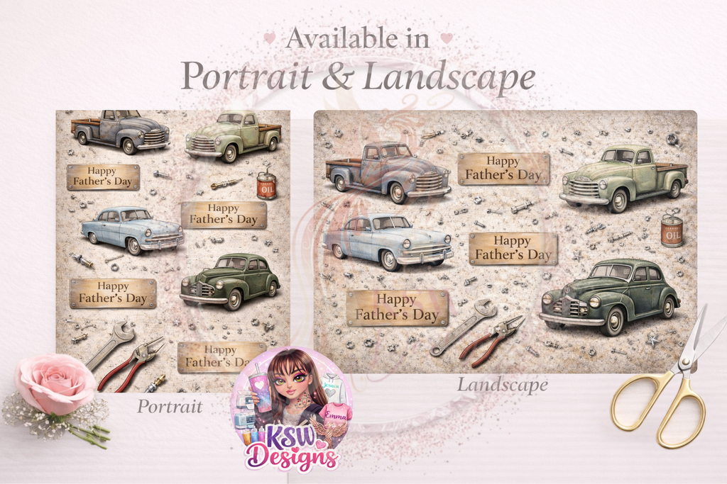 Vintage Motors - Father's Day Wrapping Paper Sheets