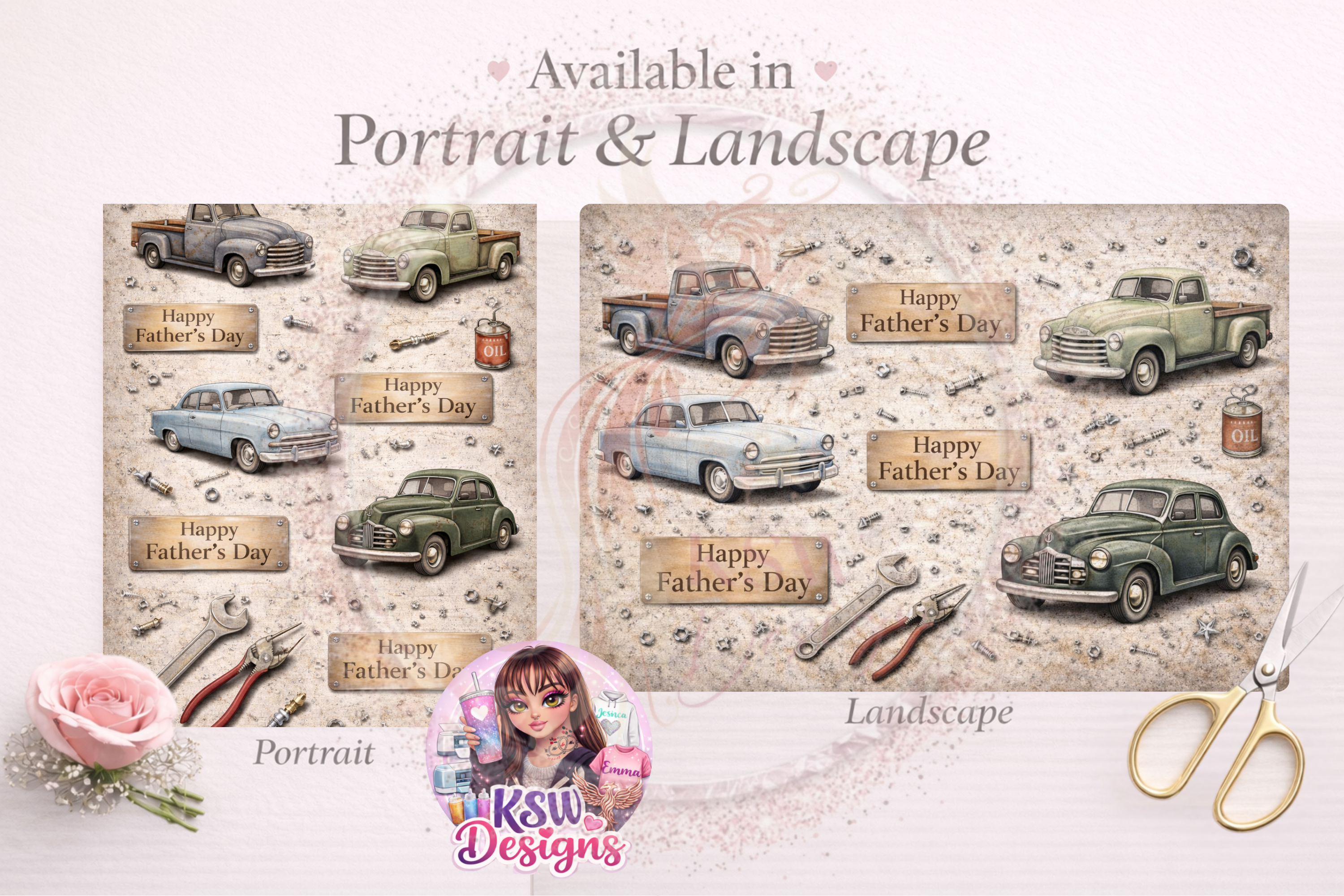 Vintage Motors - Father's Day Wrapping Paper Sheets