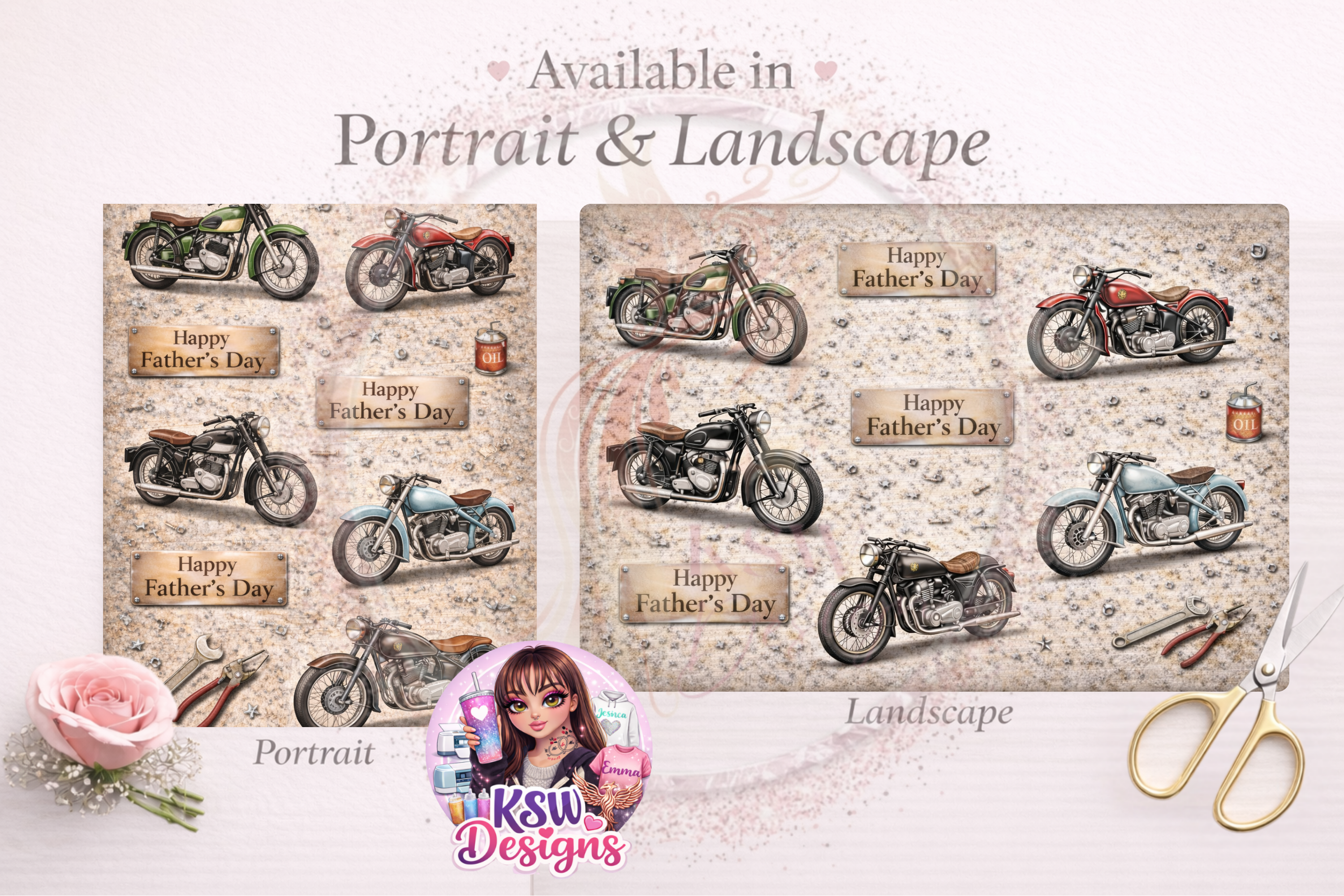 Vintage Motorbike - Father's Day Wrapping Paper Sheets