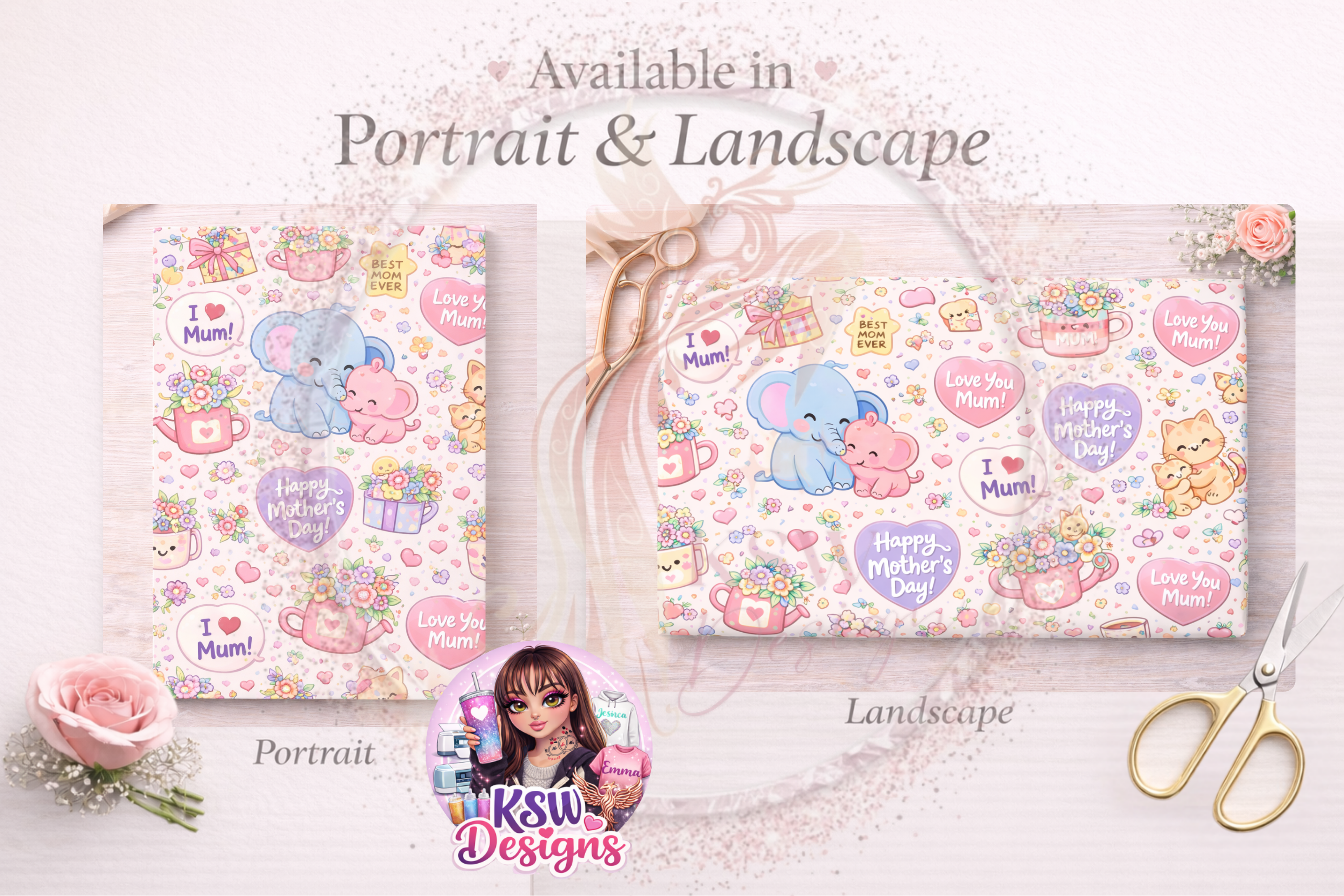 Mother's Day Meadow Kawaii Wrapping Paper Sheets