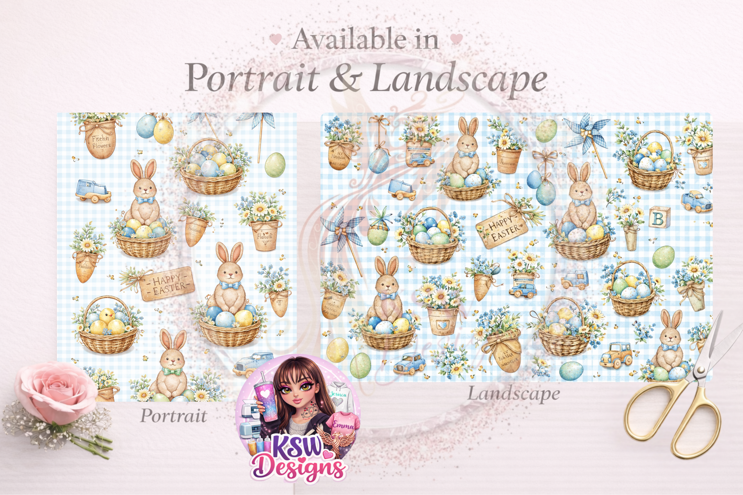 Blue Meadow Easter Wrapping Paper Sheets