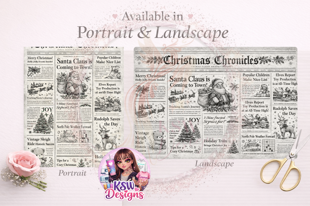 Christmas Chronicles Newspaper Wrap Wrapping Paper Sheets