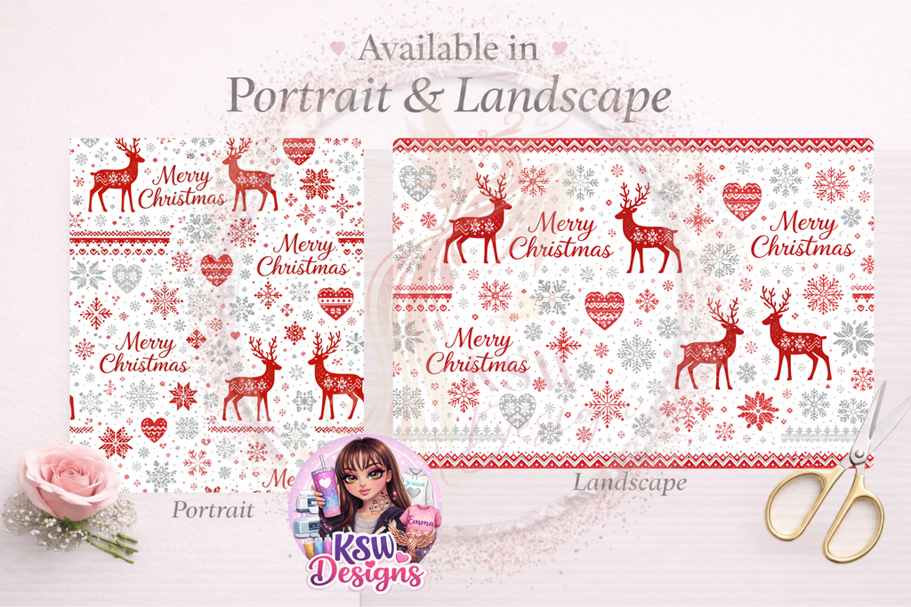 Nordic Reindeer Christmas Knit Wrapping Paper Sheets