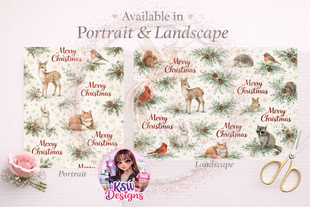 Woodland Friends Merry - A3 Wrapping Paper Sheet