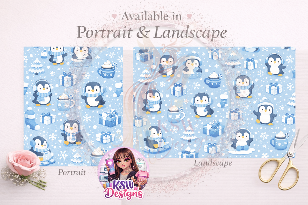Winter Penguin Party - A3 Wrapping Paper Sheet
