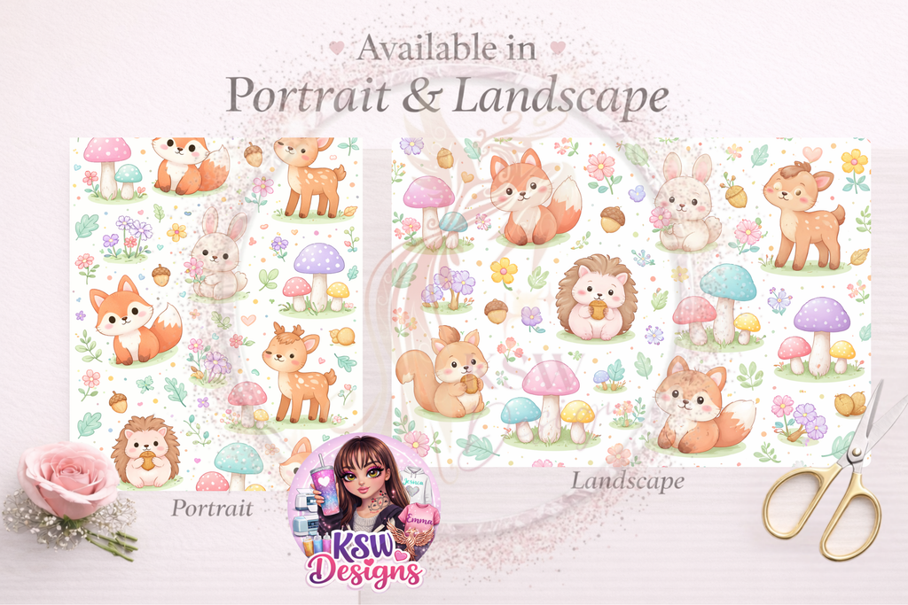 Pastel Woodland Friends - A3 Wrapping Paper Sheets