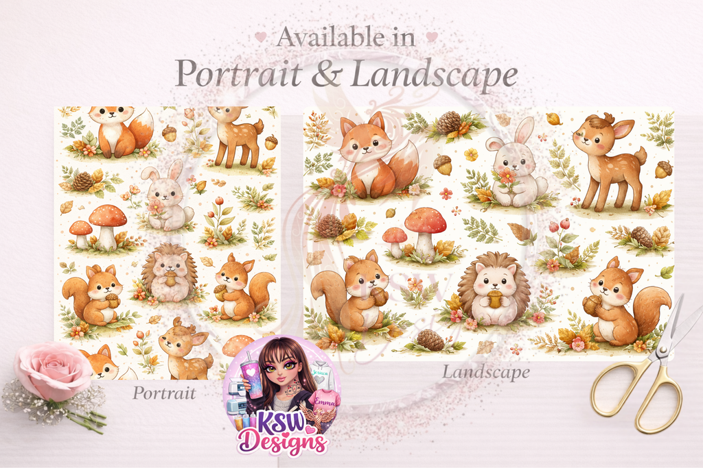 Autumn Woodland Cuties - A3 Wrapping Paper Sheets