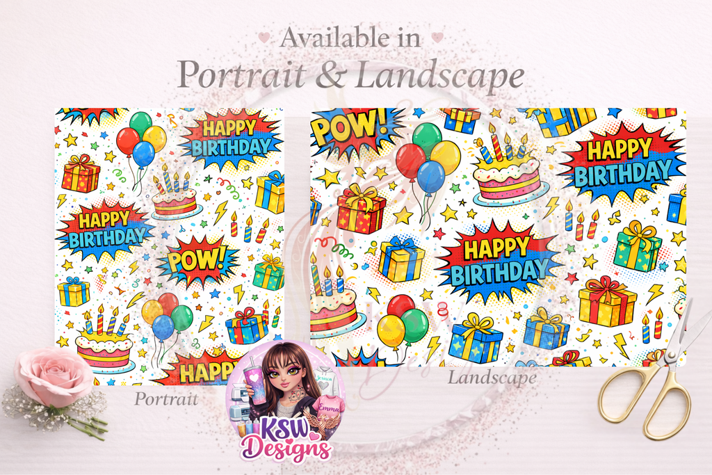 Comic Birthday Blast Wrapping Paper Sheets