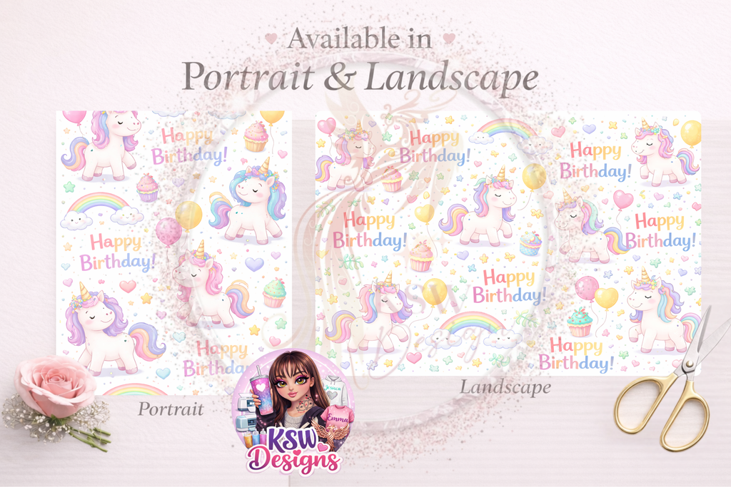 Magical Unicorn Birthday Wishes Wrapping Paper Sheets