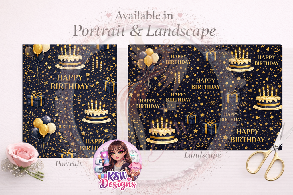 Midnight Birthday Luxe Wrapping Paper Sheets