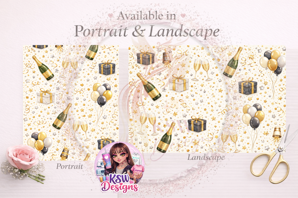 Champagne Celebration Wrapping Paper Sheets