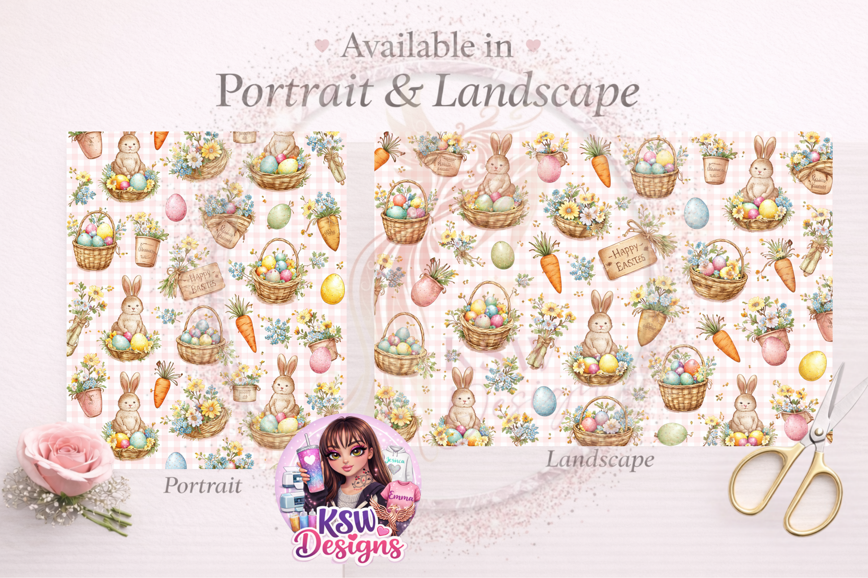 Bunny Meadow Easter Wrapping Paper Sheets
