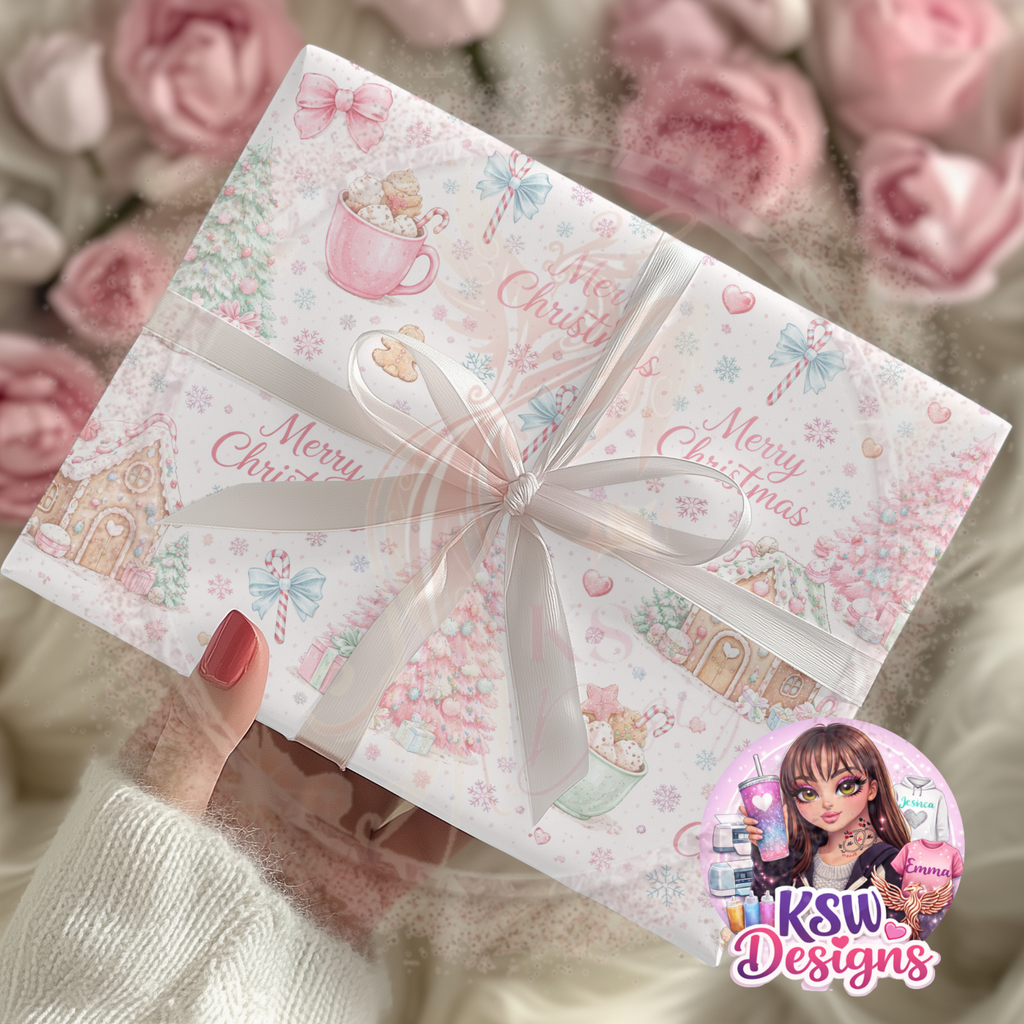 Pastel Gingerbread Christmas Magic Wrapping Paper Sheets