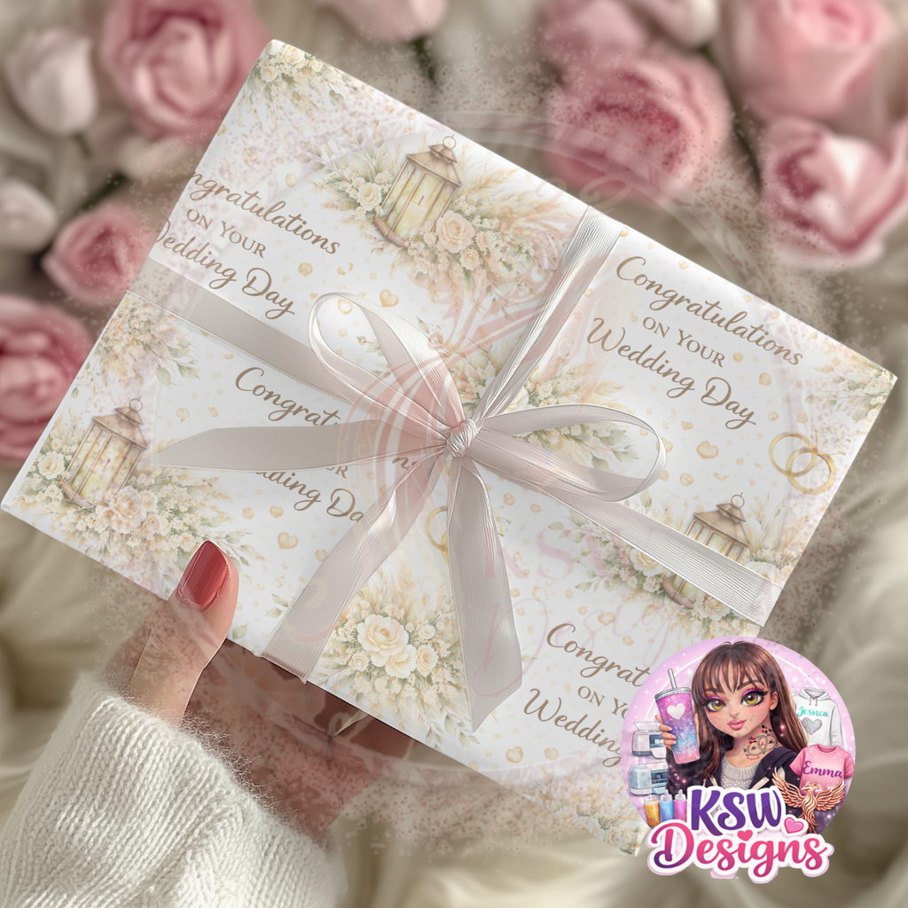 Golden Lantern Wedding Wishes Wrapping Paper Sheets