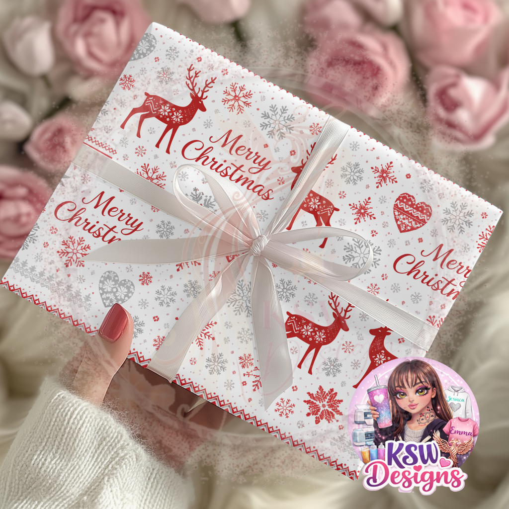 Nordic Reindeer Christmas Knit Wrapping Paper Sheets