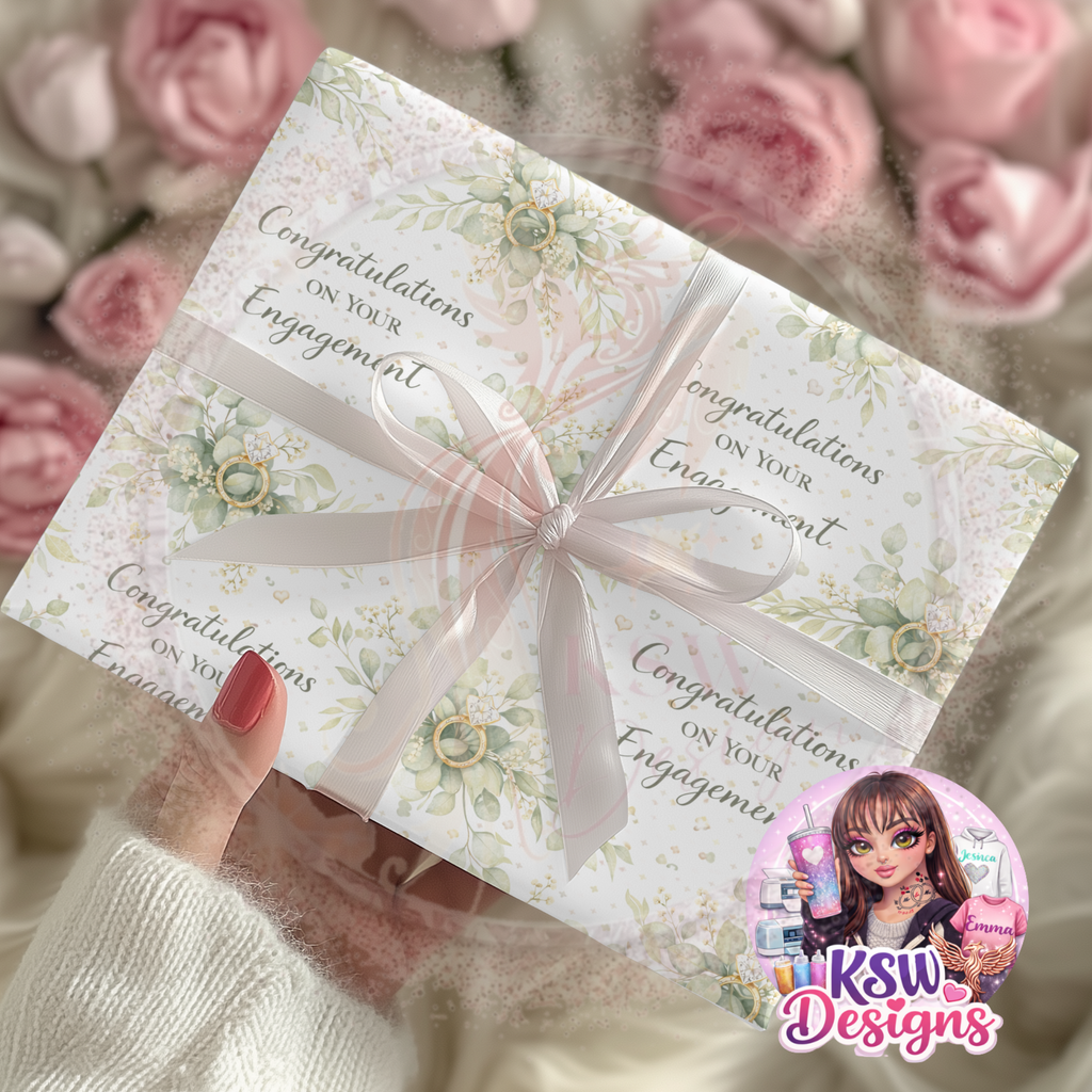 Botanical Engagement Bliss Wrapping Paper Sheets