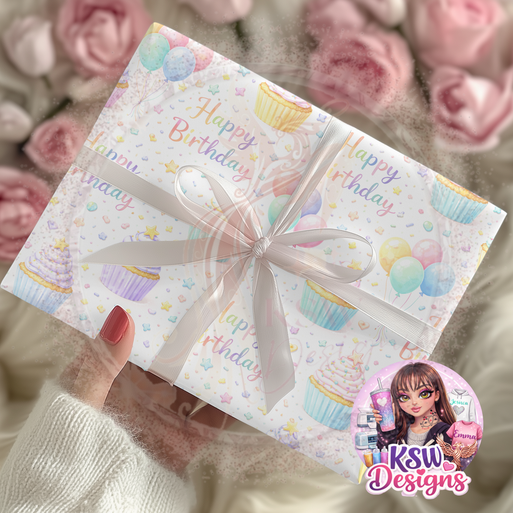 Pastel Party Birthday Bliss Wrapping Paper Sheets