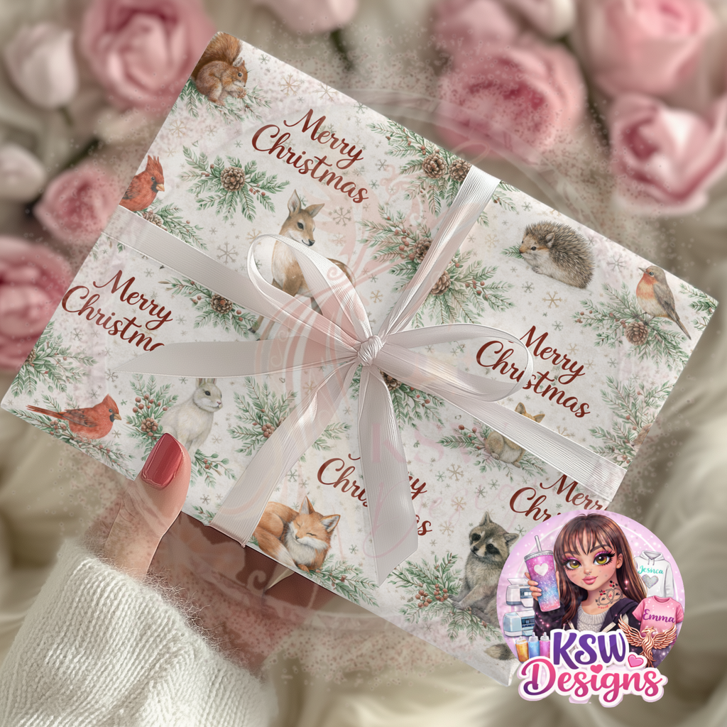 Woodland Friends Merry - A3 Wrapping Paper Sheet